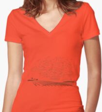 Retro landscape Women's Fitted V-Neck T-Shirt