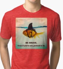 Be Brave Gold Shark Tri-blend T-Shirt