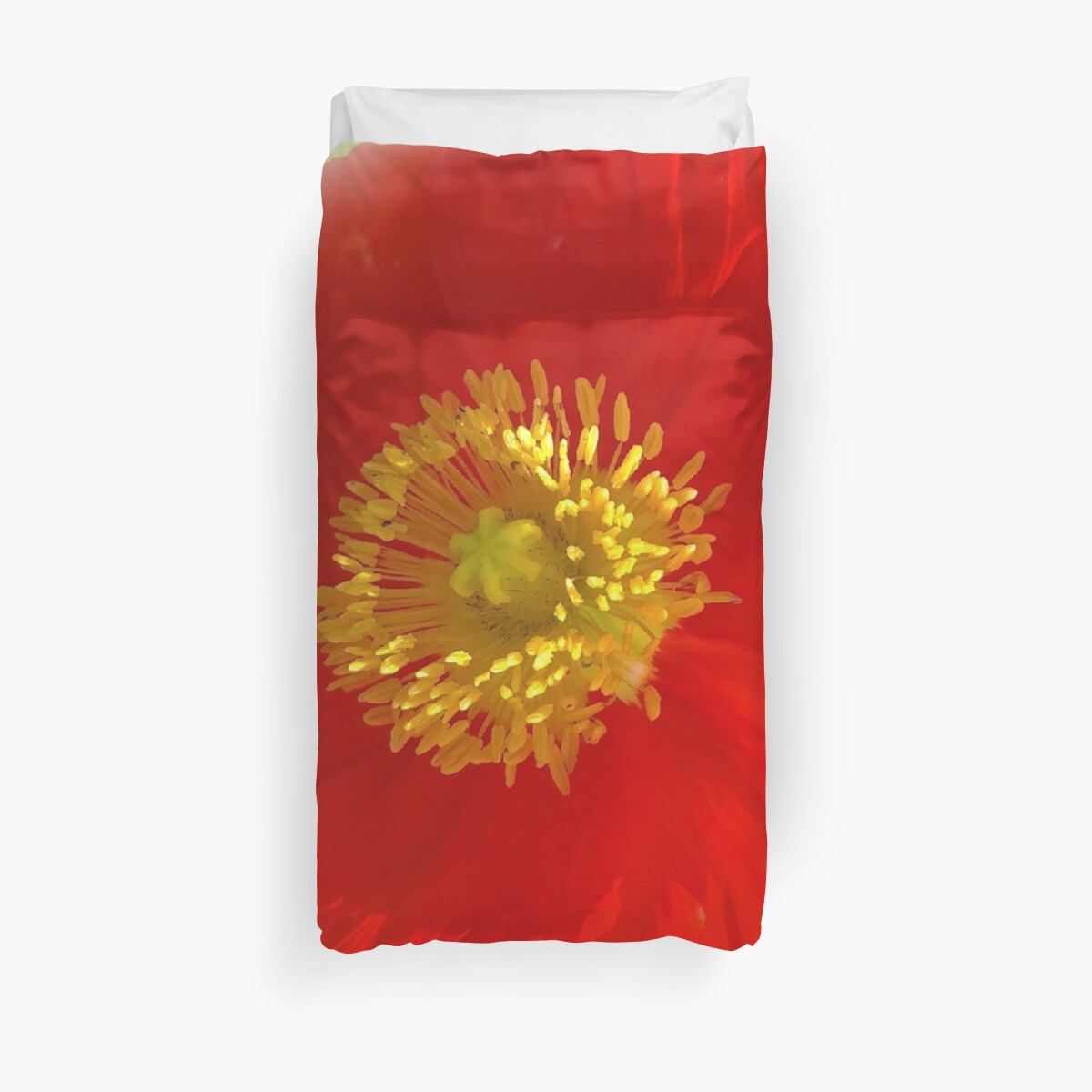 Red Poppy Flower Yellow Center Duvet Cover By Brushed1 Redbubble