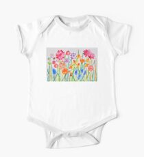 Wild flowers with happy bee. One Piece - Short Sleeve