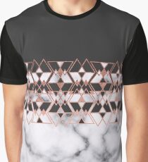 Modern Rose Gold Black White Marble Geometric Graphic T-Shirt
