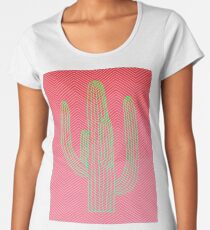 Deserted Cactus - chevron pink Women's Premium T-Shirt