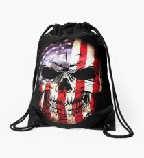 Schädel mit amerikanischer Flagge Rucksackbeutel