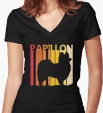 Vintage Retro Papillon Christmas Gift Women's Fitted V-Neck T-Shirt