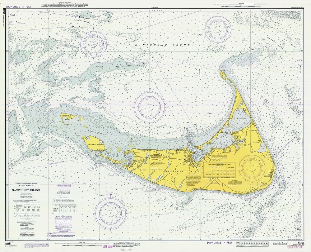 "Vintage Map of Nantucket (1975)" by BravuraMedia Redbubble
