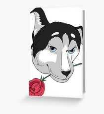 Dog with rose Greeting Card