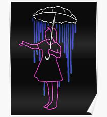 Girls Umbrella Neon Trendy Style Disco Poster