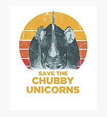 Save the Chubby Unicorns -Retro Rhino Vintage 70s Colors Photographic Print