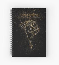 Girl skating golden ornament Gold Spiral Notebook