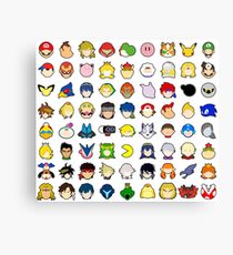 Super Smash Bros Ultimate Character Stock Icons (Arrangement 1 of 4) Canvas Print