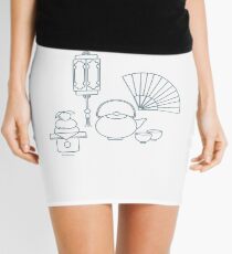 Chinese lantern, kettle, cups, fan, kagami mochi. Mini Skirt