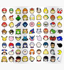 Super Smash Bros Ultimate Character Stock Icons - Franchise Order (Arrangement 3 of 4) Poster