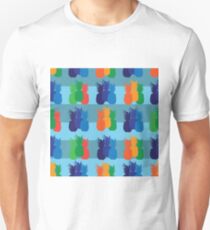 Pineapple Party-Fruit Delight. Seamless Repeat Pattern illustration.Background in Blue,Orange,Green,Red Unisex T-Shirt