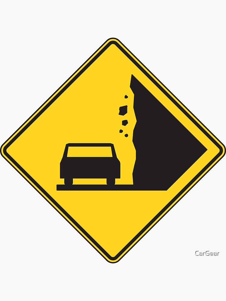 “Watch For Falling Rocks Sign” Sticker by CarGear | Redbubble