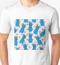 Pineapple Pool-Fruit Delight. Seamless Repeat Pattern illustration.Background in Blue and white Unisex T-Shirt