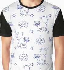 Halloween 2019 seamless pattern. Pumpkins, cats. Graphic T-Shirt