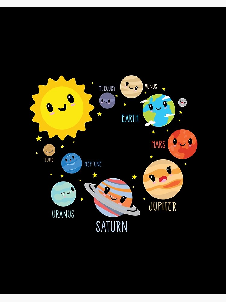 Kids Solar System Funny Solar System Planet Art Board Print By Leyogi