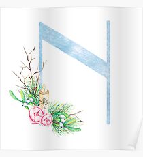 Christmas Letter N - uppercase Alphabet, Monogram, Initial Poster