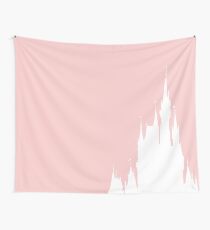 Castle Silhouette Millennial Pink Wall Tapestry