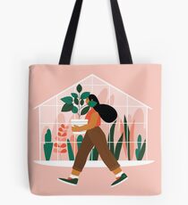 Beautiful girl with plant in pot Tote Bag