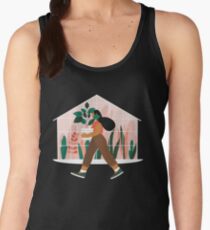 Beautiful girl with plant in pot Women's Tank Top