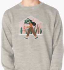 Beautiful girl with plant in pot Pullover