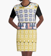 Alpaca Christmas Sweater Pattern Graphic T-Shirt Dress
