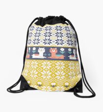 Alpaca Christmas Sweater Pattern Drawstring Bag