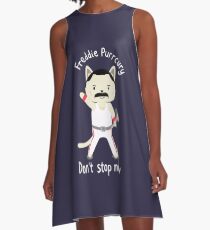 Don't Stop Meow! Cute Freddie Cat A-Line Dress