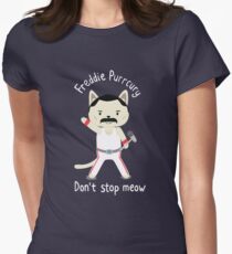 Don't Stop Meow! Cute Freddie Cat Women's Fitted T-Shirt