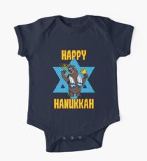 Funny Sloth Happy Hanukkah Holiday T-shirt One Piece - Short Sleeve