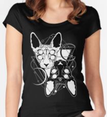 Sphynx cats with ankh and Leviathan cross symbols Women's Fitted Scoop T-Shirt