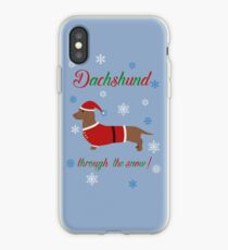 Dachschund through the snow - santa iPhone Case