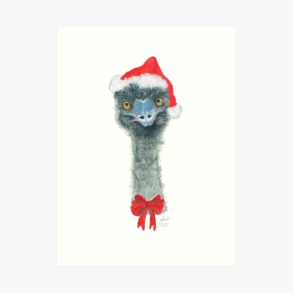 Oscar the Emu - Christmas Art Print