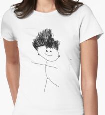 #face #lineart #blackandwhite #facialexpression #head #eye #sketch #plant #monochrome #illustration #art #tree #nature #chalkout #abstract #design #leaf #vertical #blackcolor #drawingartproduct Women's Fitted T-Shirt