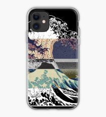 the great wave color glitch iPhone Case