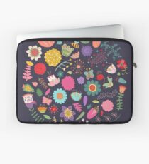 Bright Colored Flowers Floral Design Pattern Background Laptop Sleeve