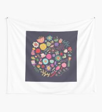 Bright Colored Flowers Floral Design Pattern Background Wall Tapestry