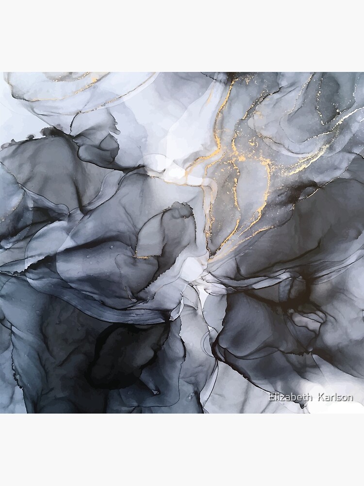 Calm but Dramatic Light Monochromatic Black & Grey Abstract by LSchulz19