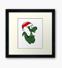 Funny Christmas Dino Dinosaur Framed Print