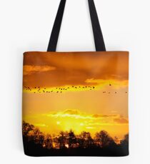A Flock of Geese in A Golden Sky Tote Bag