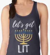 Hanukkah Let's Get Lit Funny Menorah Candle Jewish Women's Tank Top