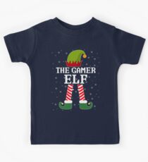 Gamer Elf Funny Christmas Elves Kids Tee