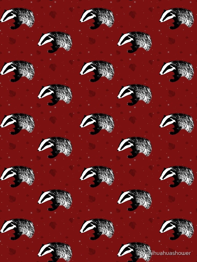 Badger print in red by chihuahuashower