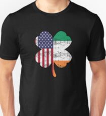 IRISH IRELAND AMERICAN USA FLAG Shamrock Art Gift Unisex T-Shirt
