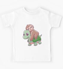 Faultier Reiten Schildkröte Kinder T-Shirt
