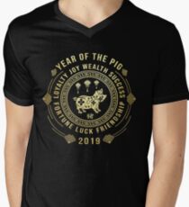 Chinese New Year of The Pig 2019 Meaning Men's V-Neck T-Shirt