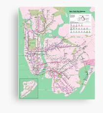 New York Subway Pop Art Map - Dark Turquoise / Funky Green - NYC - USA - HD Canvas Print