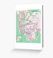 New York Subway Pop Art Map - Dark Turquoise / Funky Green - NYC - USA - HD Greeting Card