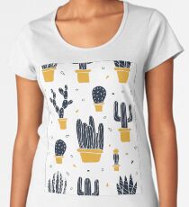 Modern Cactus Pattern (Yellow) Women's Premium T-Shirt